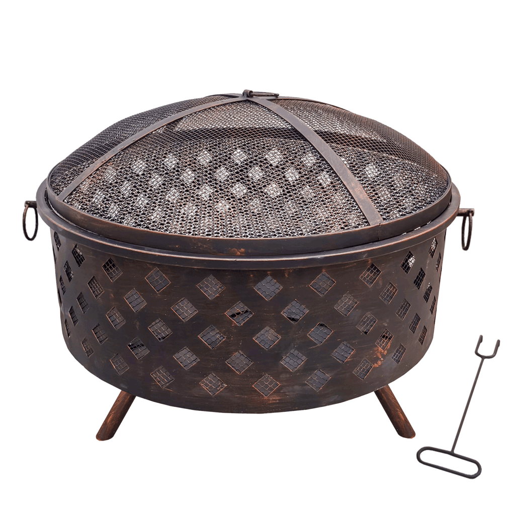 Bronze Style Fire Pit With BBQ Grill 5029936998095 2